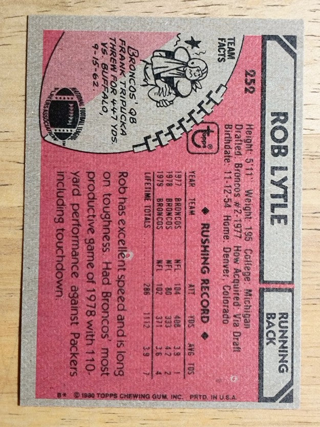 1980 Topps #252 Rob Lytle (EXMT)