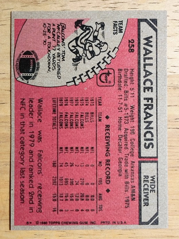 1980 Topps #258 Wallace Francis RC (EXMT)