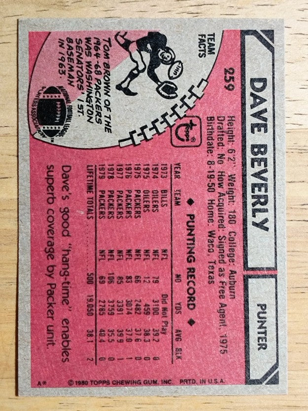 1980 Topps #259 Dave Beverly (NM)
