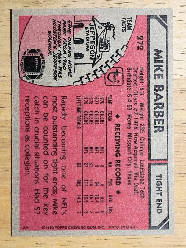 1980 Topps #272 Mike Barber (NMMT)