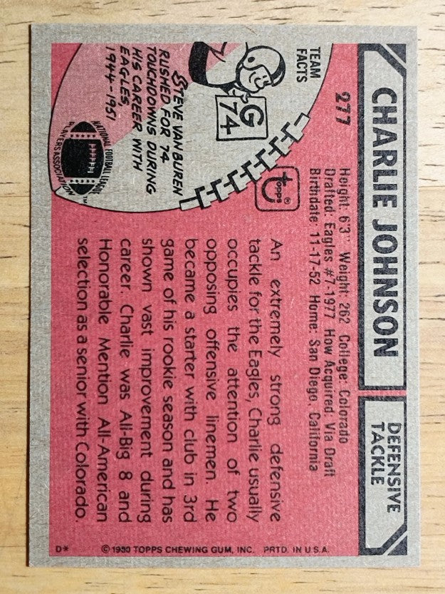 1980 Topps #277 Charlie Johnson NT RC (NM)