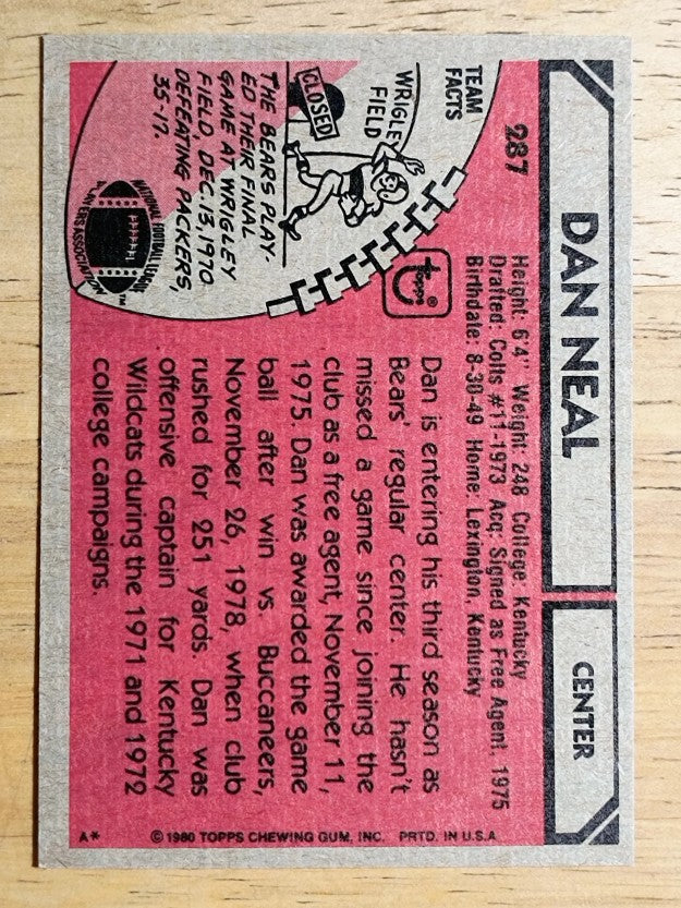 1980 Topps #287 Dan Neal (EXMT)