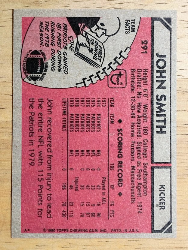 1980 Topps #291 John Smith (NM)