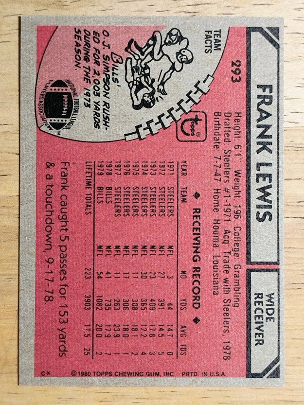 1980 Topps #293 Frank Lewis (EXMT)