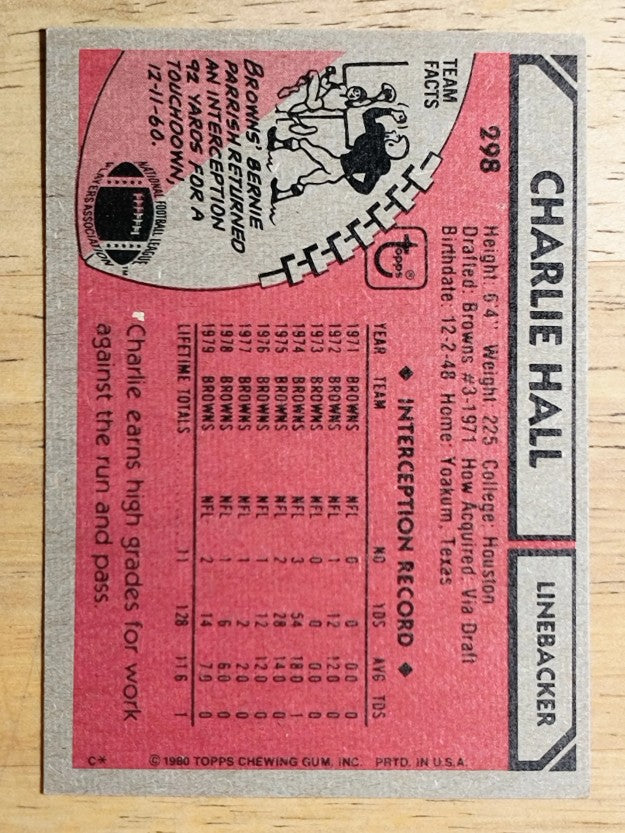 1980 Topps #298 Charlie Hall (EXMT)