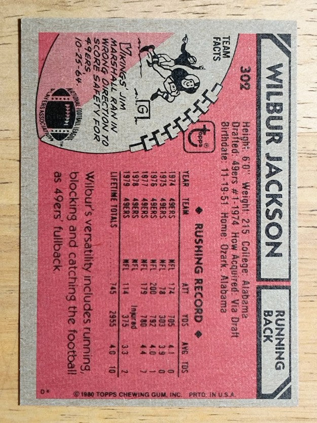 1980 Topps #302 Wilbur Jackson (EXMT)