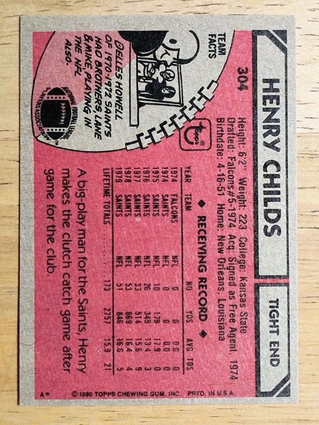 1980 Topps #304 Henry Childs (NM)