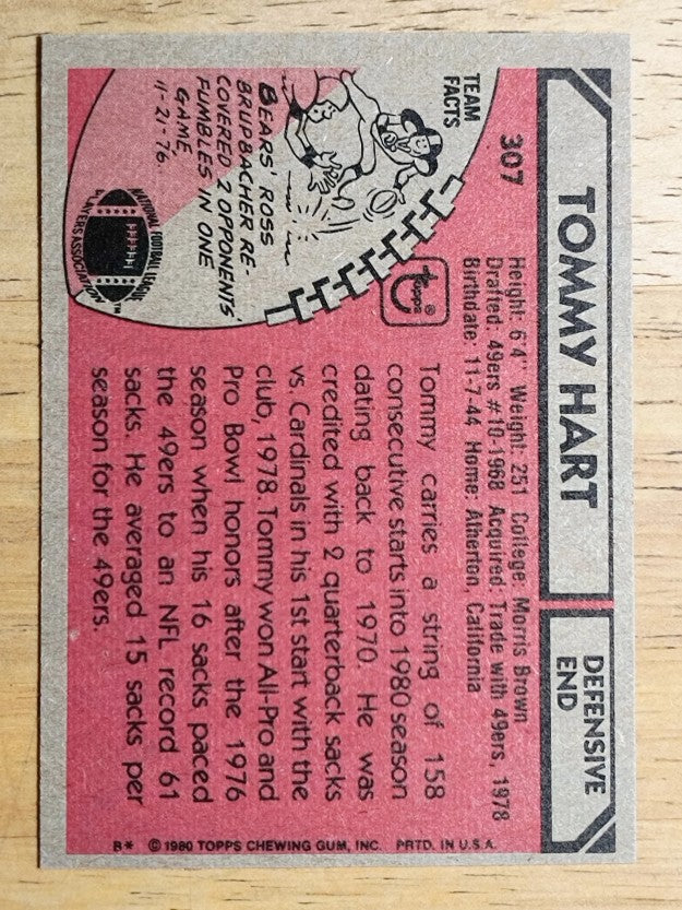 1980 Topps #307 Tommy Hart (EXMT)