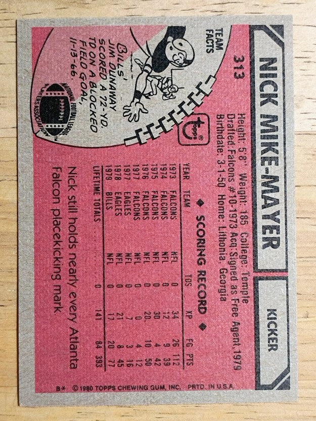 1980 Topps #313 Nick Mike-Mayer (NM)