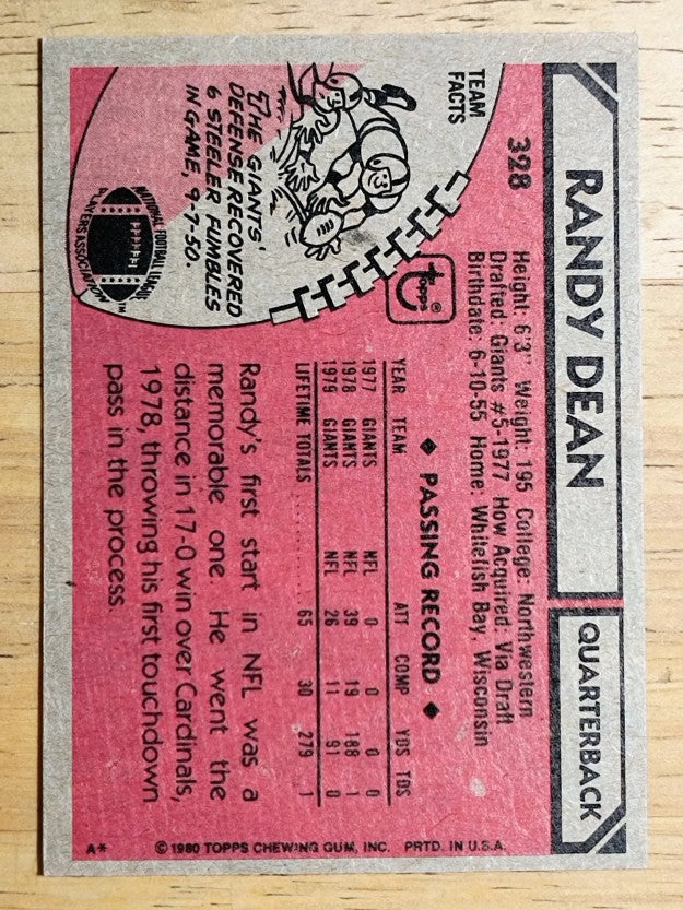 1980 Topps #328 Randy Dean (NMMT)