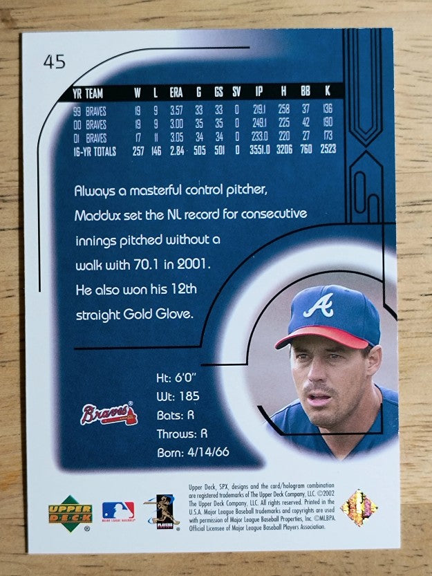 2002 SPx #45 Greg Maddux