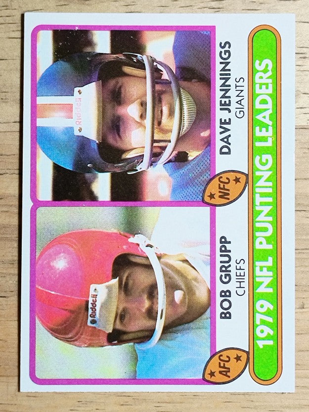 1980 Topps #336 Punting Leaders/Bob Grupp/Dave Jennings (NM)