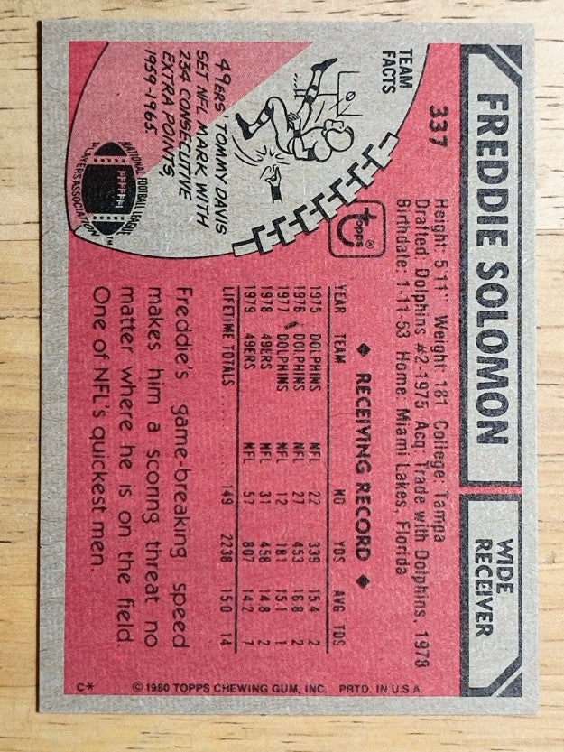 1980 Topps #337 Freddie Solomon (NM)
