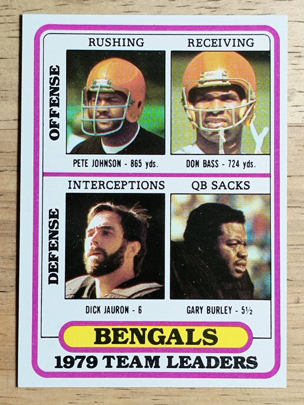 1980 Topps #338 Bengals TL/Pete Johnson/Don Bass/Dick Jauron/Gary Burley (NM)