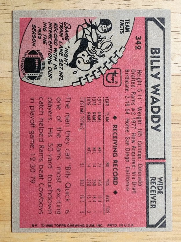 1980 Topps #342 Billy Waddy (EXMT)