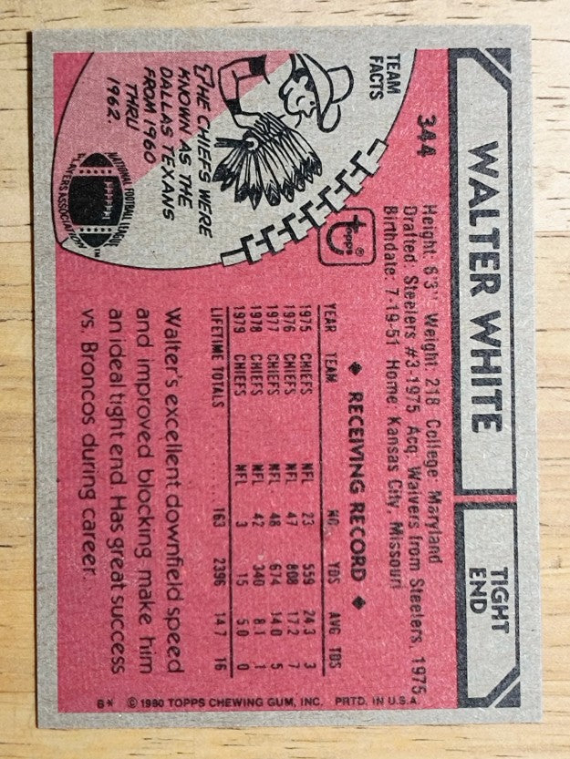 1980 Topps #344 Walter White (NM)