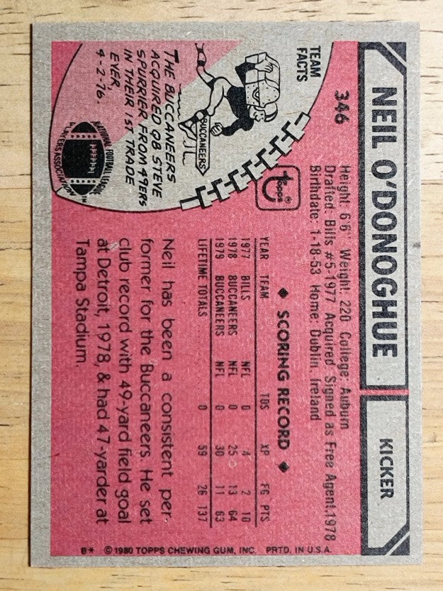 1980 Topps #346 Neil O'Donoghue (EXMT)