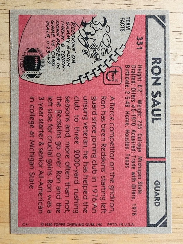 1980 Topps #351 Ron Saul (EXMT)