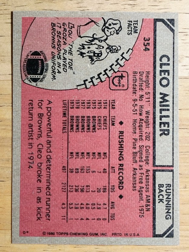 1980 Topps #354 Cleo Miller (EXMT)