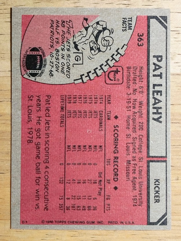 1980 Topps #363 Pat Leahy (EXMT)