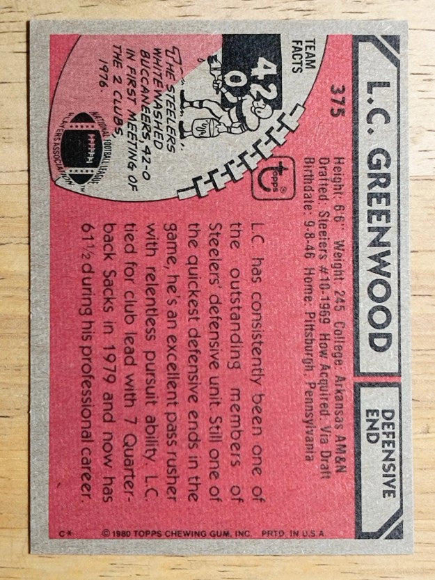 1980 Topps #375 L.C. Greenwood (NM)