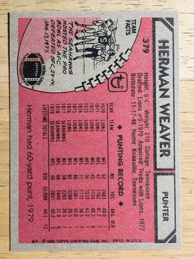 1980 Topps #379 Herman Weaver (EXMT)