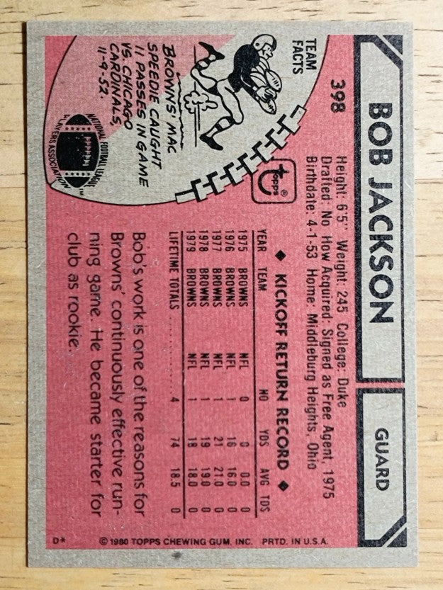 1980 Topps #398 Bob Jackson (EXMT)