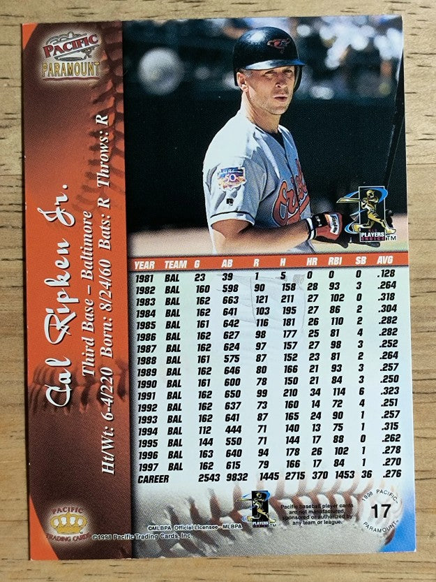 1998 Paramount #17 Cal Ripken