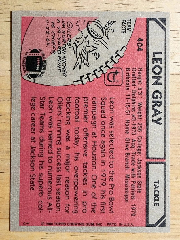 1980 Topps #404 Leon Gray (NM)