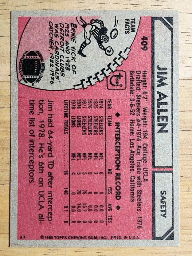 1980 Topps #409 Jim Allen (NM)