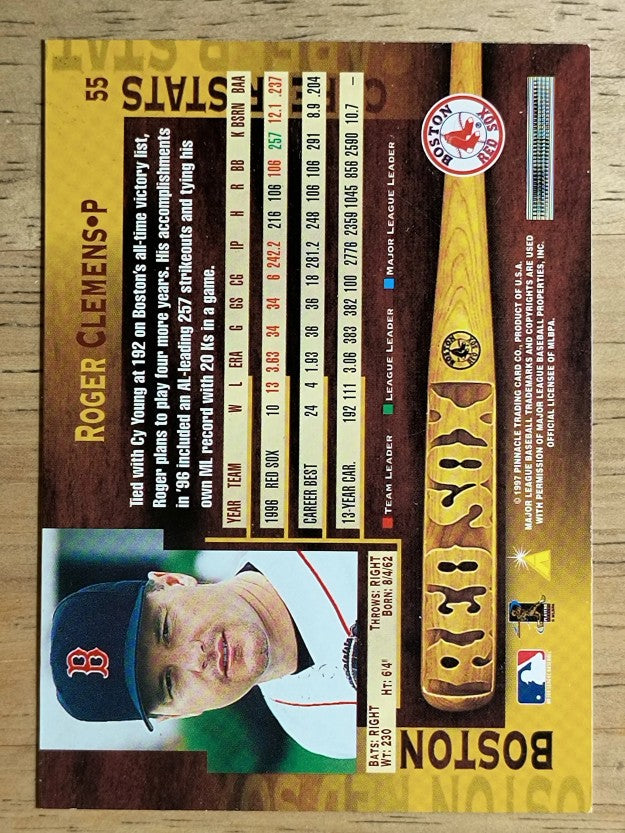1997 Pinnacle #55 Roger Clemens