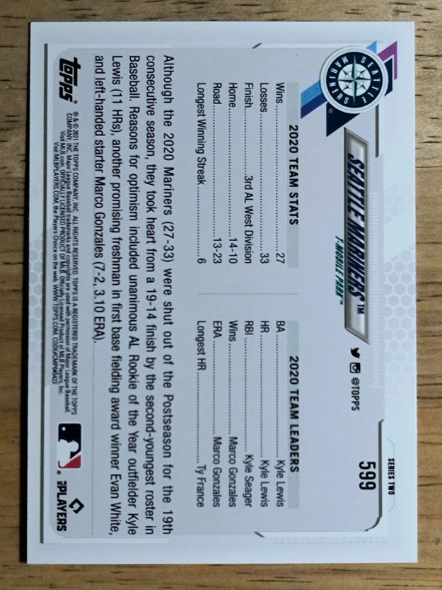 2021 Topps #599 Seattle Mariners TC