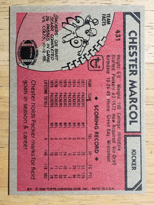 1980 Topps #431 Chester Marcol (EXMT)