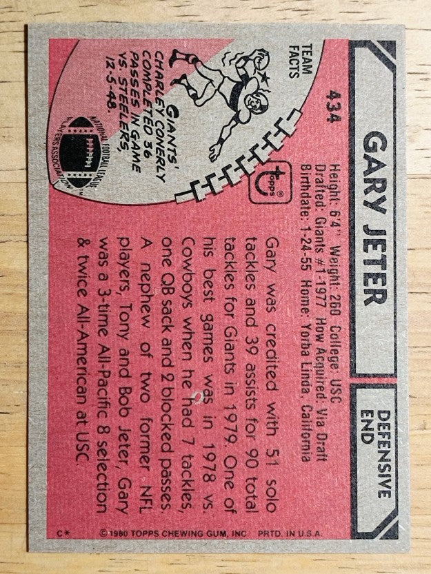 1980 Topps #434 Gary Jeter RC (NMMT)