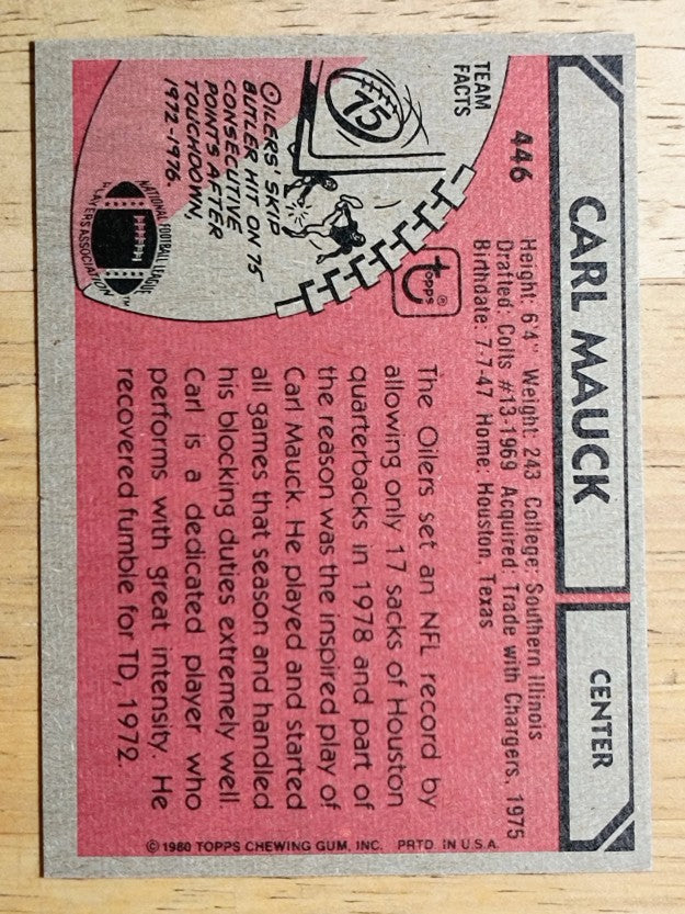 1980 Topps #446 Carl Mauck (NM)