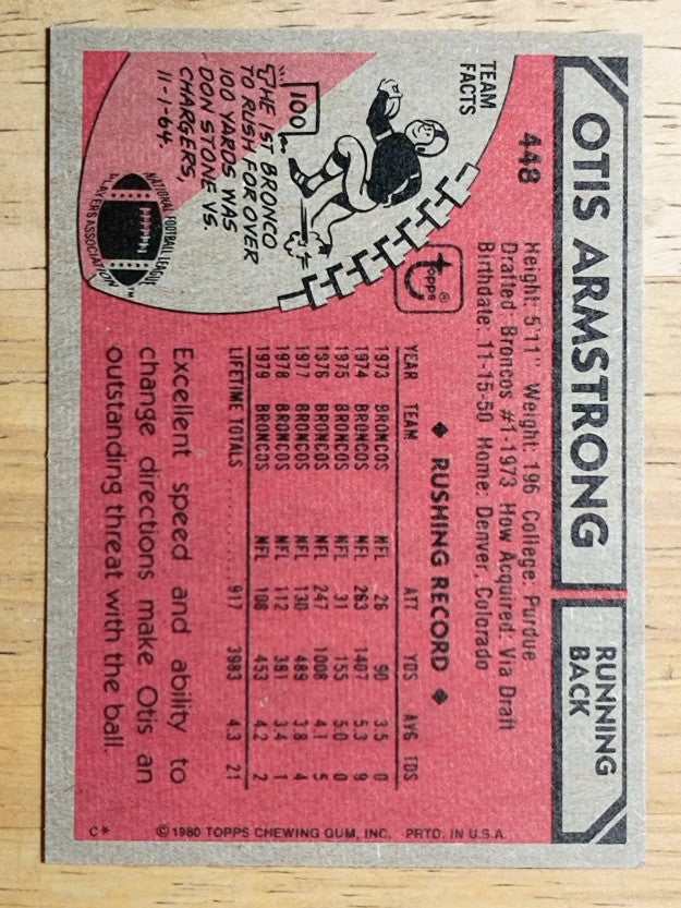 1980 Topps #448 Otis Armstrong (NMMT)