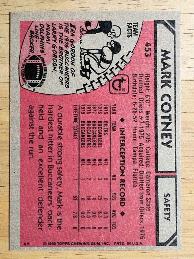 1980 Topps #453 Mark Cotney RC (NMMT)