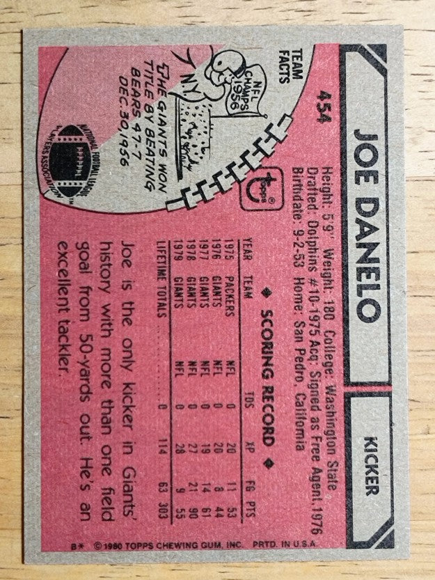1980 Topps #454 Joe Danelo (EXMT)