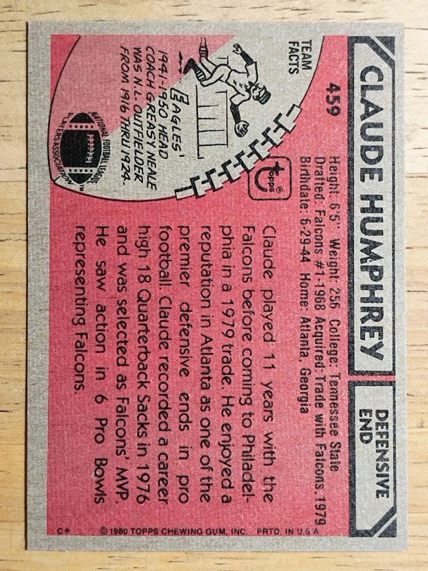 1980 Topps #459 Claude Humphrey (NM)