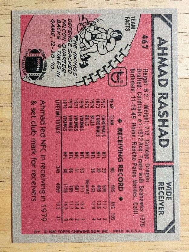 1980 Topps #467 Ahmad Rashad AP (NM)