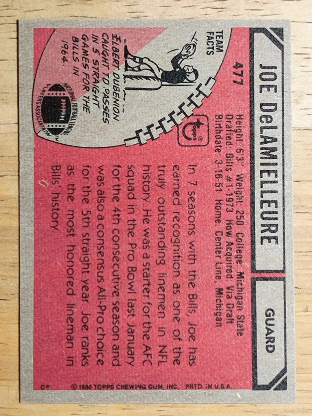 1980 Topps #477 Joe DeLamielleure (NM)