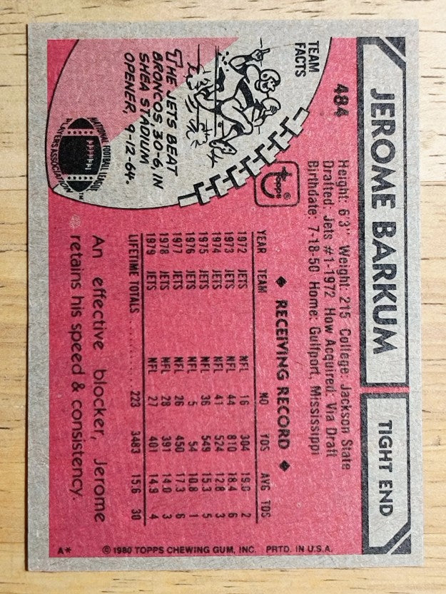 1980 Topps #484 Jerome Barkum (NMMT)