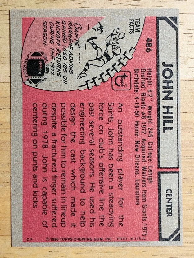 1980 Topps #486 John Hill (EXMT)