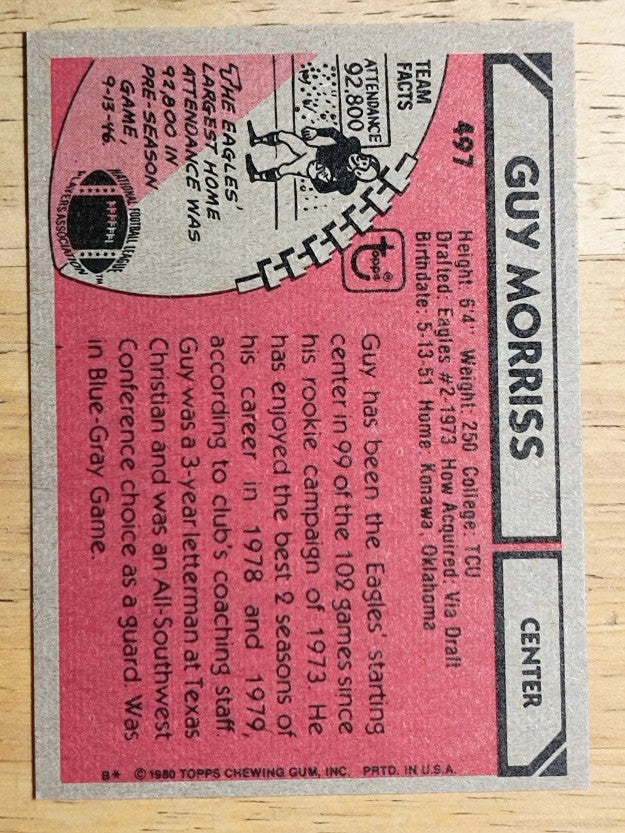 1980 Topps #497 Guy Morriss (EXMT)