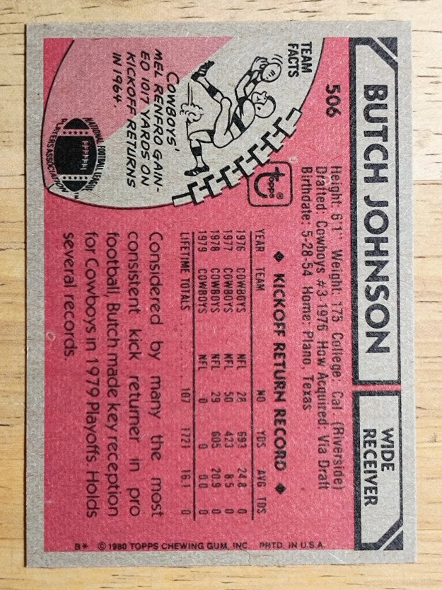 1980 Topps #506 Butch Johnson (EXMT)