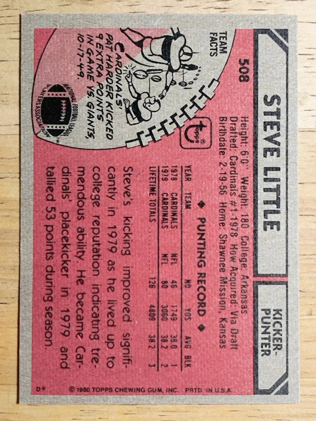 1980 Topps #508 Steve Little (NM)