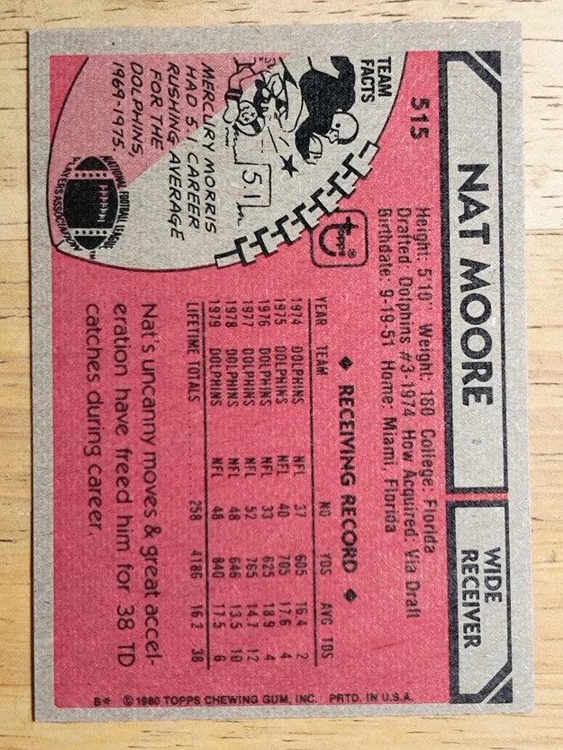 1980 Topps #515 Nat Moore (EXMT)