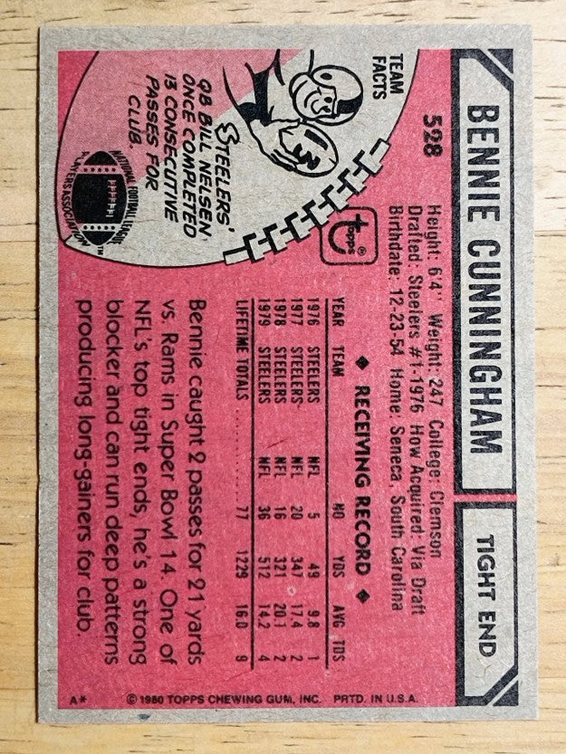 1980 Topps #528 Bennie Cunningham (VGEX)