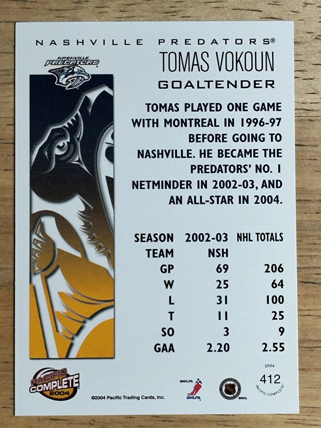 2003-04 Pacific Complete #412 Tomas Vokoun