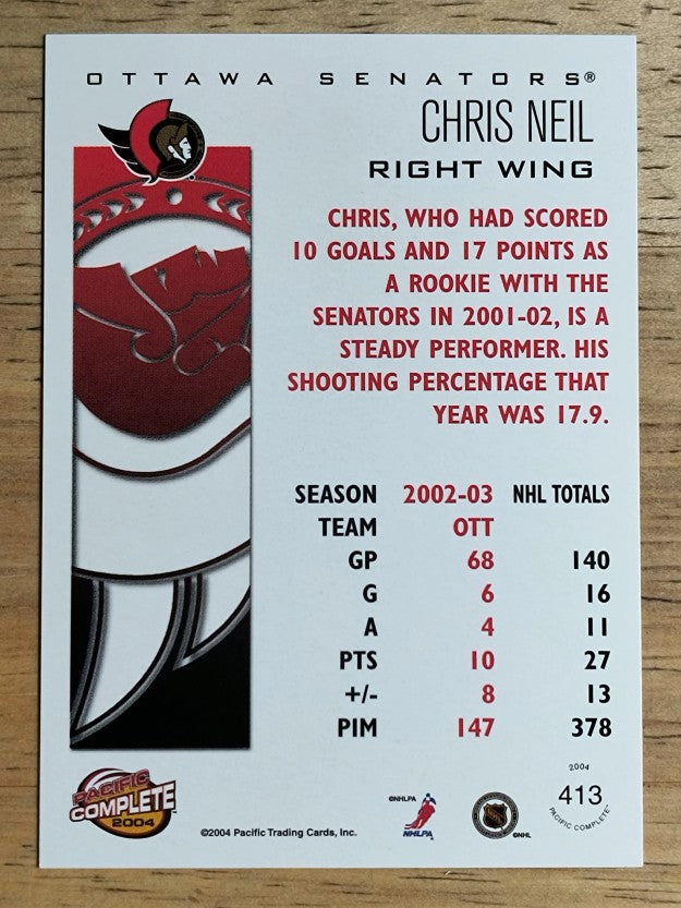 2003-04 Pacific Complete #413 Chris Neil